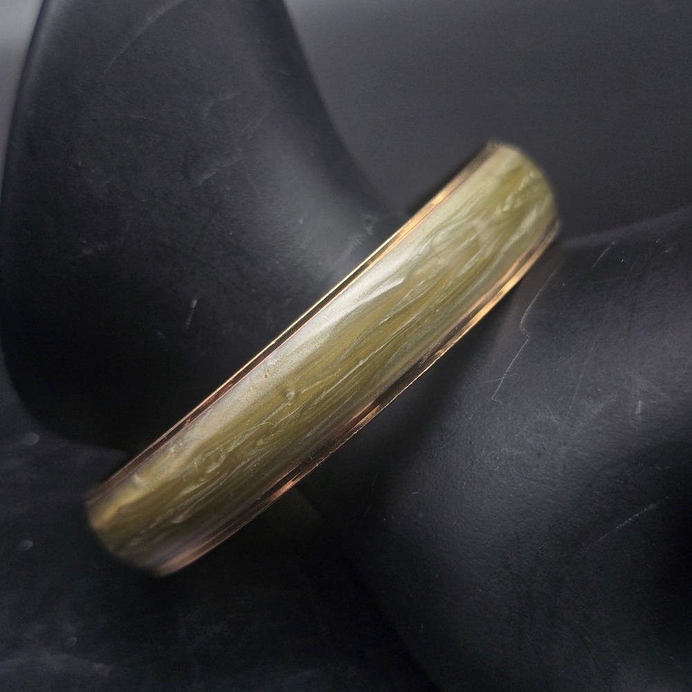 Avon Gray Green Enamel Bangle Bracelet 1985 Pearlized Vintage Costume Jewelry